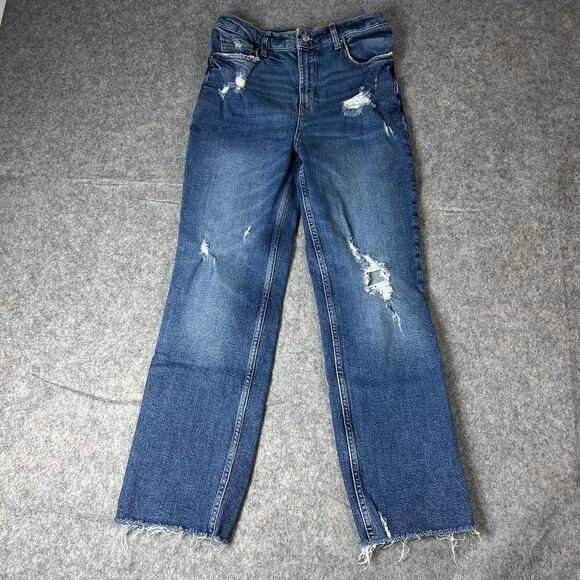 We the Free Straight Jeans 29 Slim High Rise Free People Distressed Stretch - Picture 1 of 11